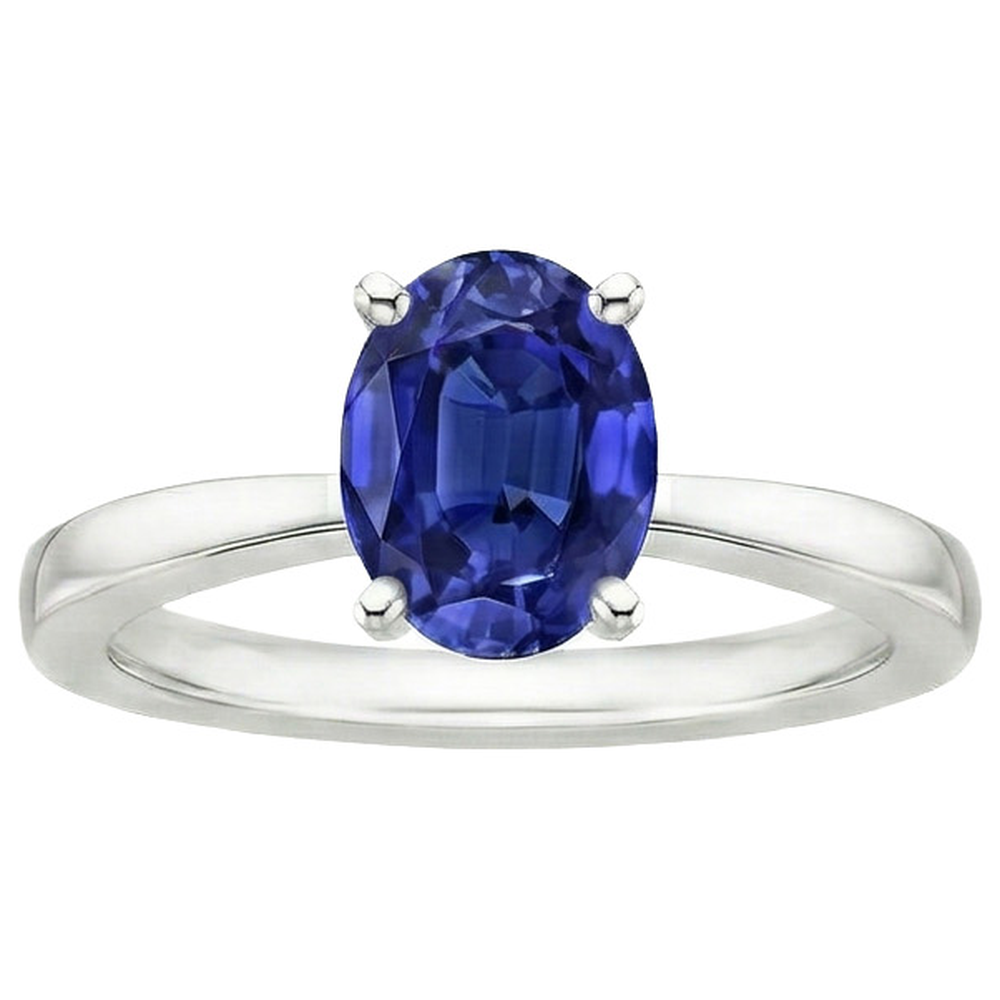 natural oval sapphire 3ct ring profile view
