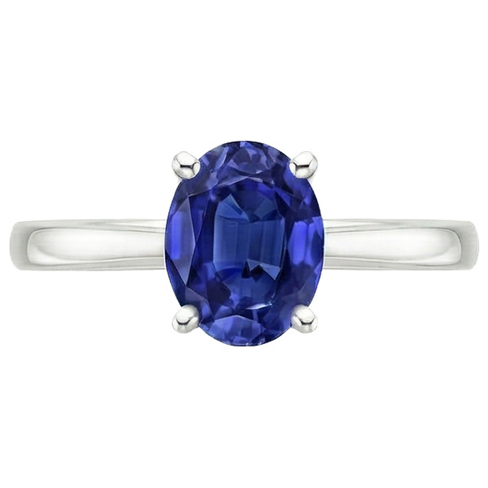natural oval sapphire 3ct ring on white background