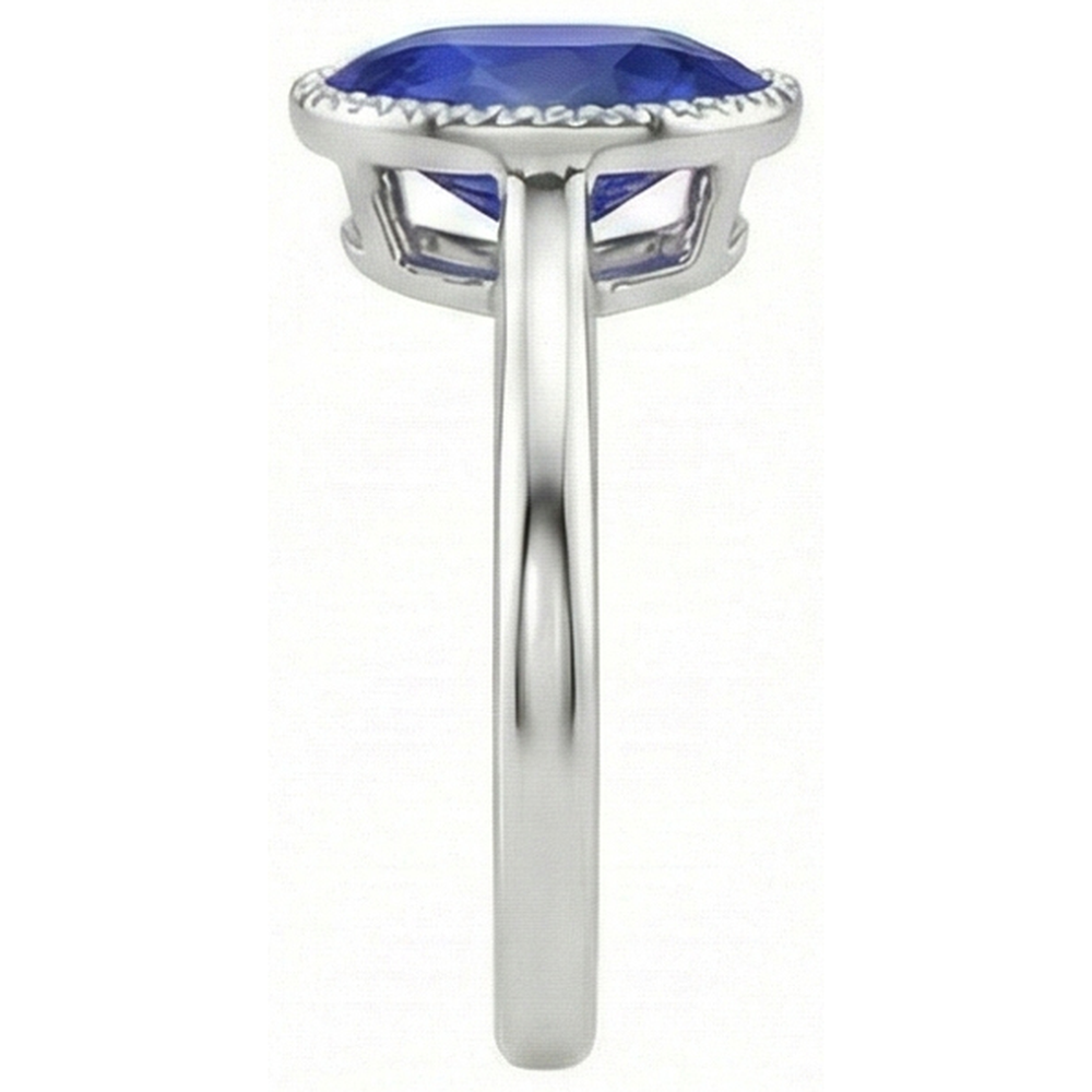 Oval Solitaire Blue Sapphire Ring Bezel Set 2.50 Carats Jewelry