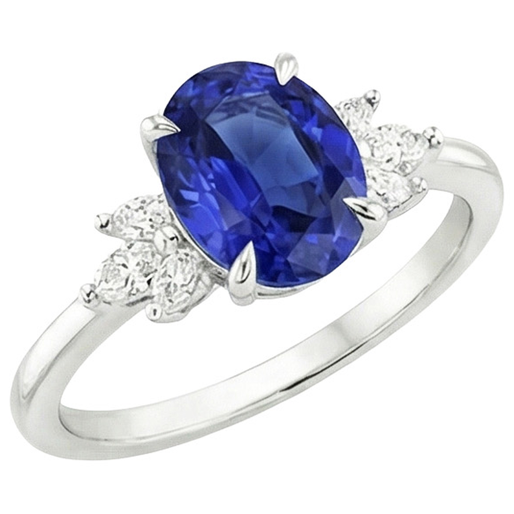 natural oval sapphire 4.50ct ring side angle