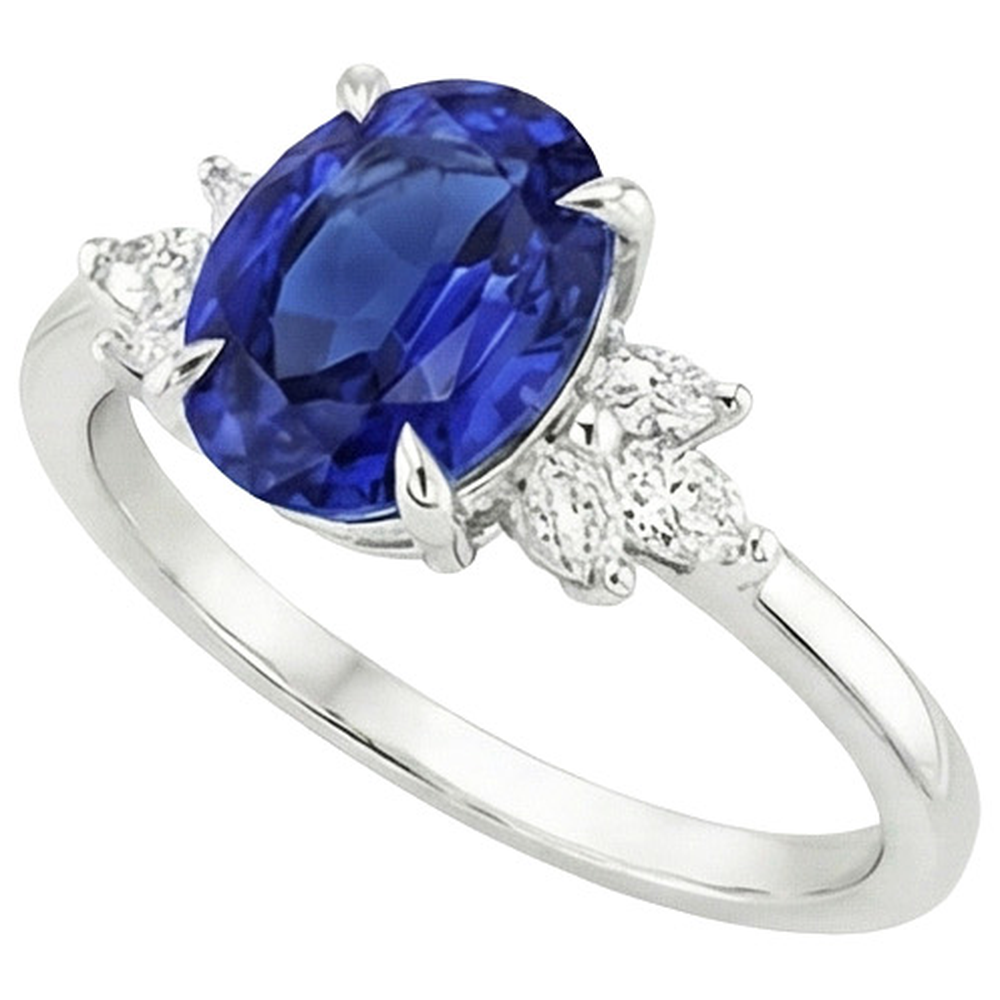 natural oval sapphire 4.50ct ring top view