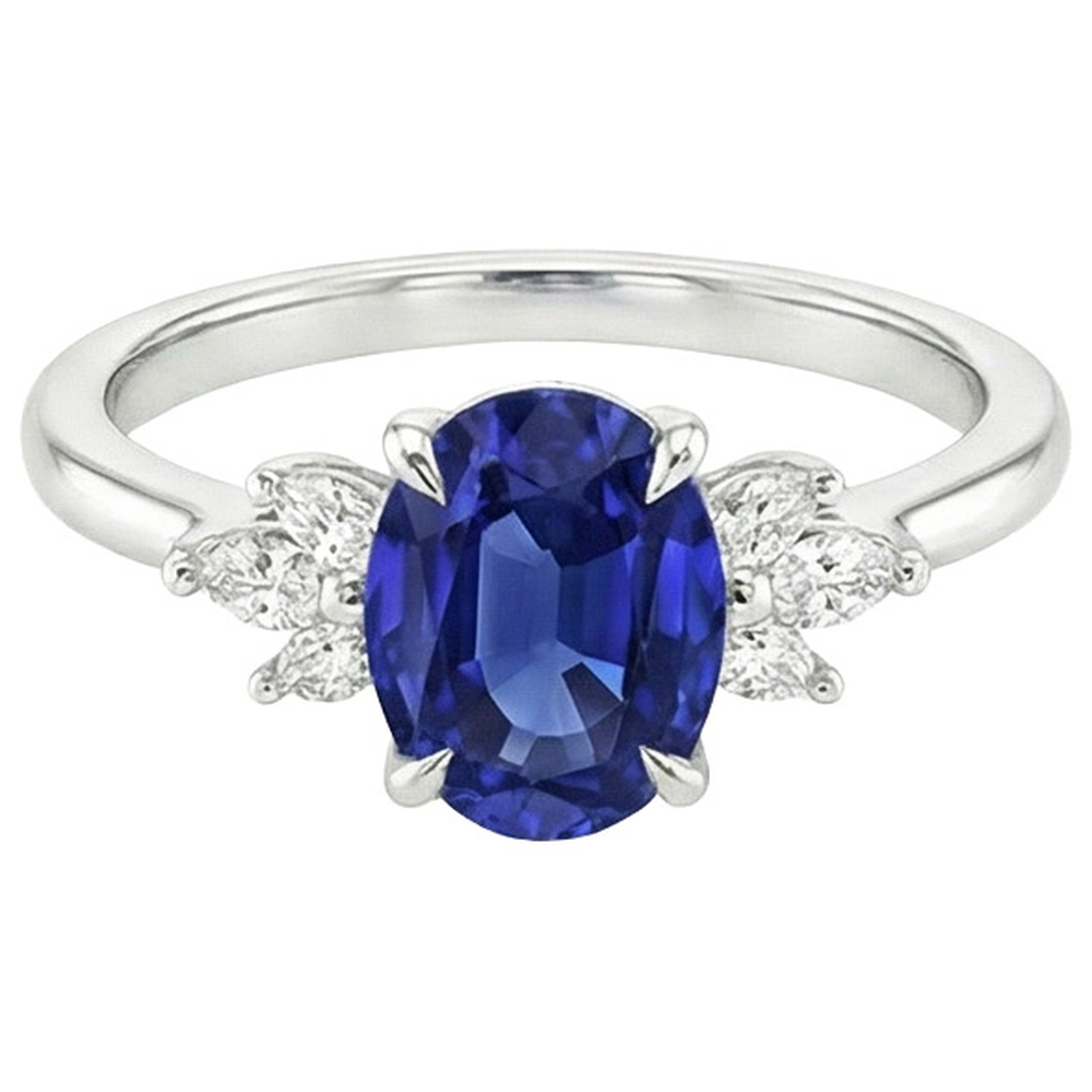 natural oval sapphire 4.50ct ring profile view