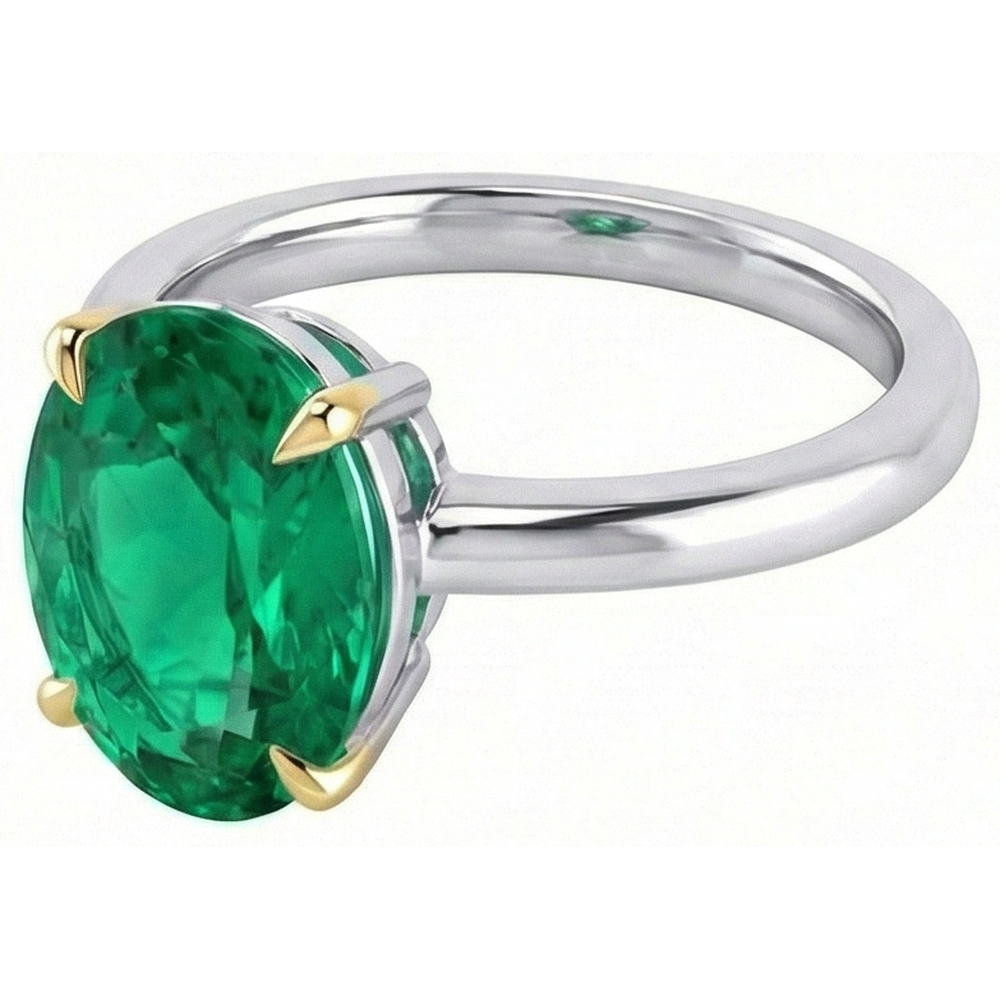 Natural Emerald Gemstone Ring – side view