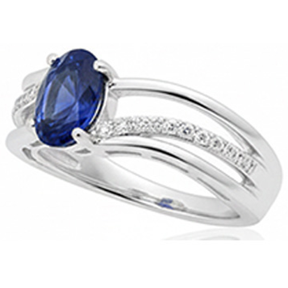 Oval Sri Lanka Blue Sapphire Natural Earth Mined Diamond ( Not Lab Grown ) 3 Carats Wedding Ring