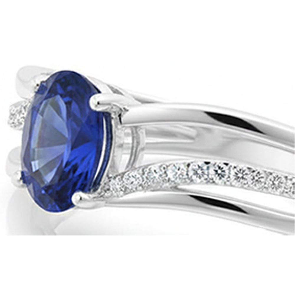 Oval Sri Lanka Blue Sapphire Natural Earth Mined Diamond ( Not Lab Grown ) 3 Carats Wedding Ring
