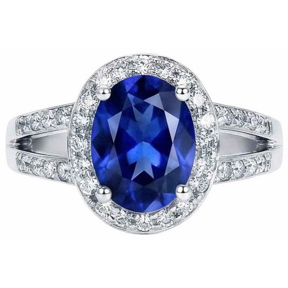 natural round sapphire 3.50ct ring side angle