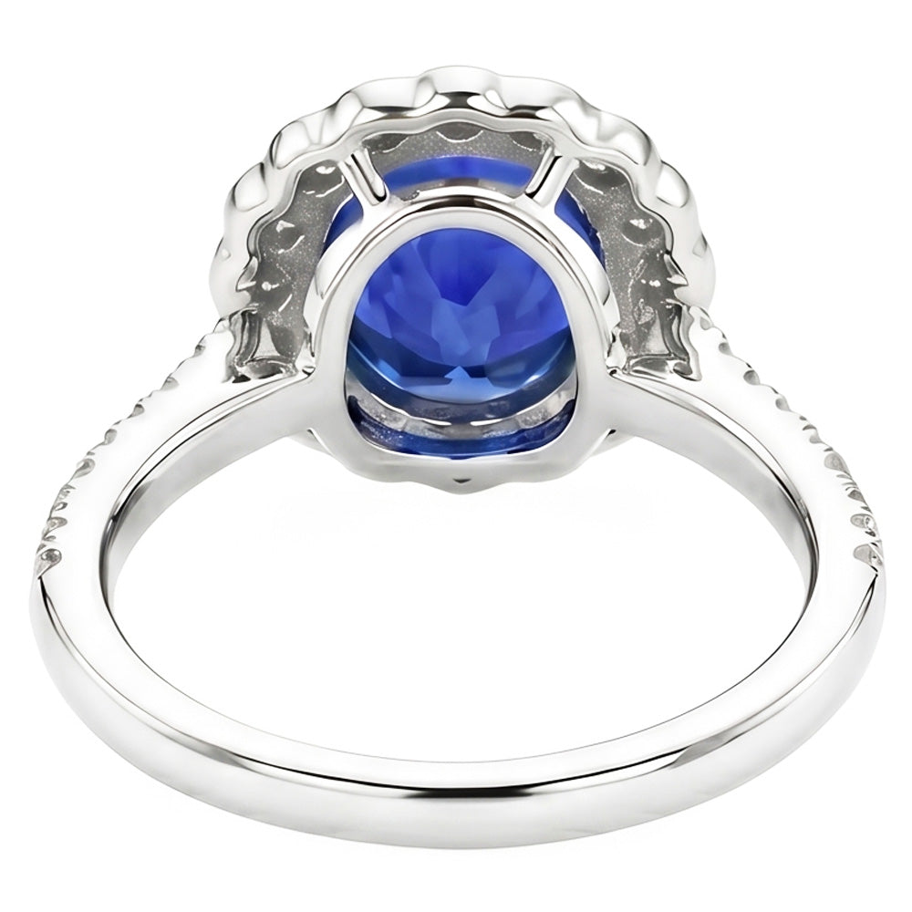 Oval Sri Lankan Sapphire Natural Earth Mined Diamond ( Not Lab Grown ) s 4.30 Ct Ring White Gold 14K