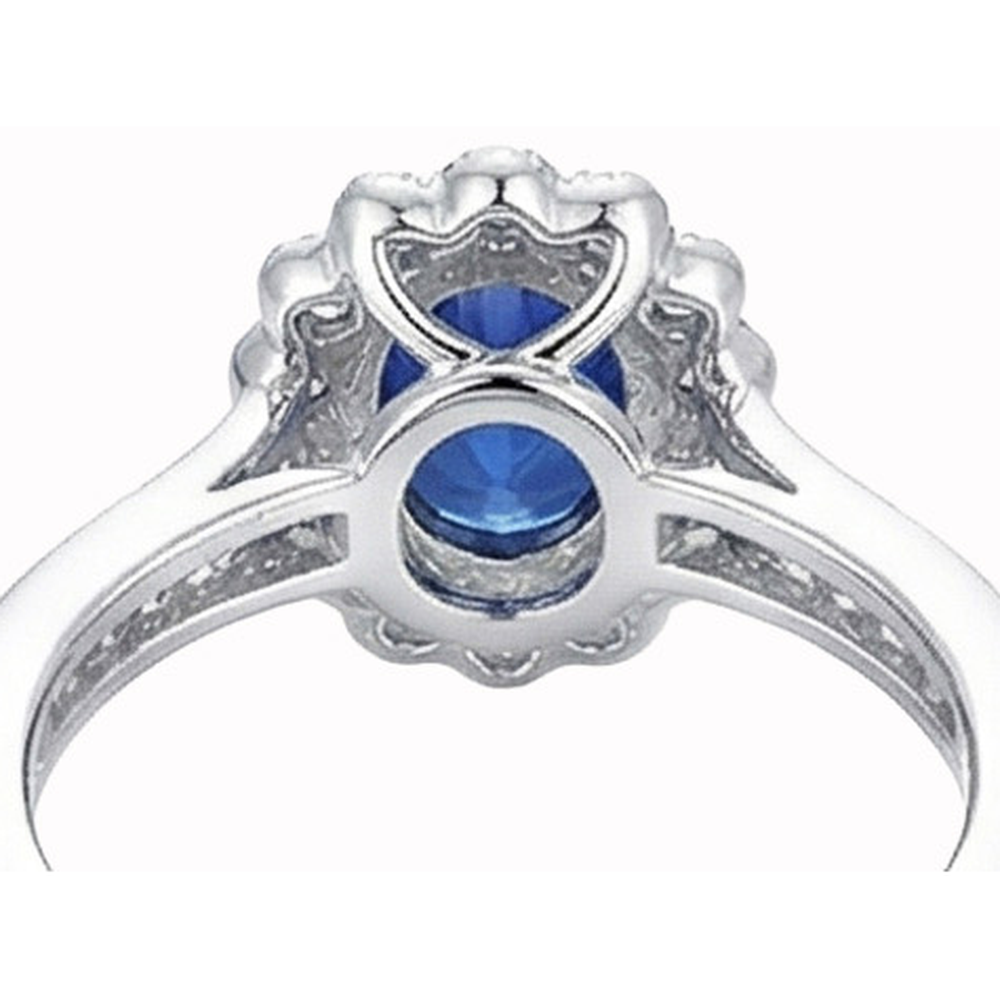 Oval Sri Lankan Sapphire Ring Round Natural Earth Mined Diamond ( Not Lab Grown )  Gold Jewelry 2 Carats