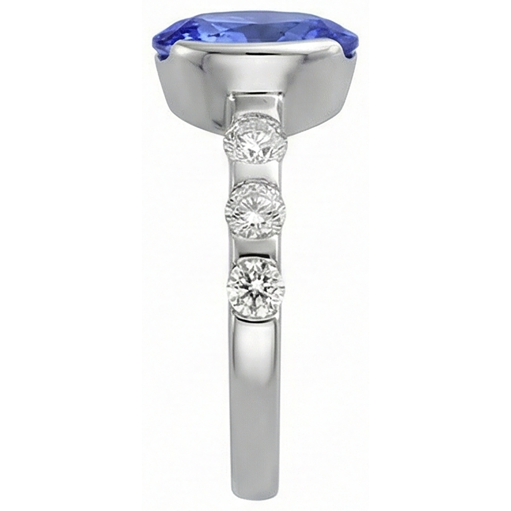 Oval Tanzanite AAA And Natural Earth Mined Diamond ( Not Lab Grown ) s Ring White Gold 4.50 Carat Jewelry