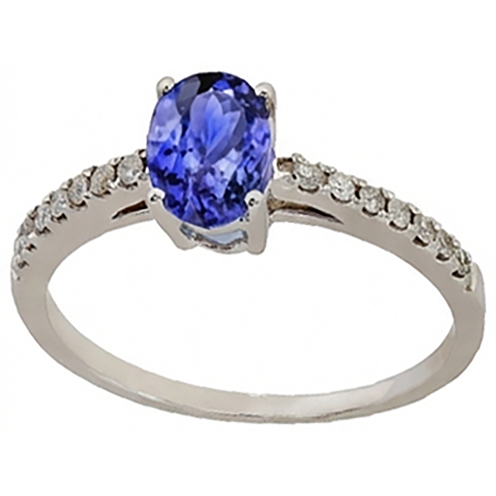 natural round tanzanite 5.50ct ring top view