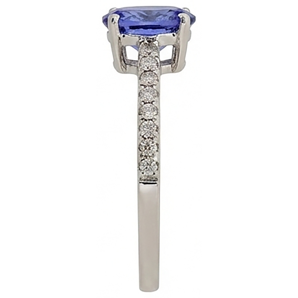 natural round tanzanite 5.50ct ring profile view