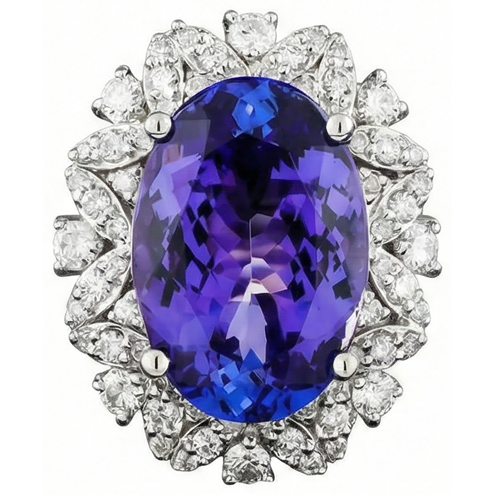 natural round tanzanite 7ct ring top view
