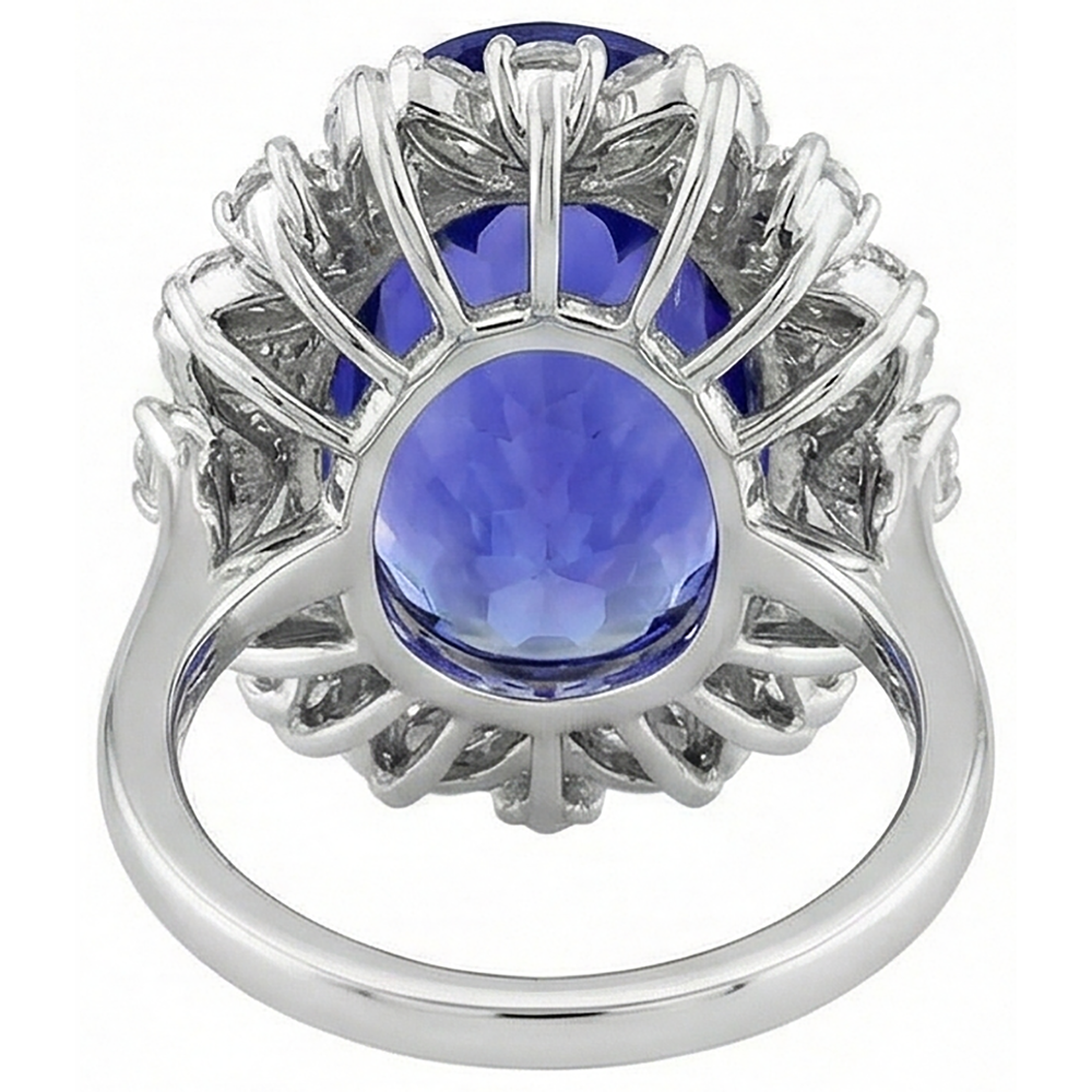 natural round tanzanite 7ct ring with diamond accents