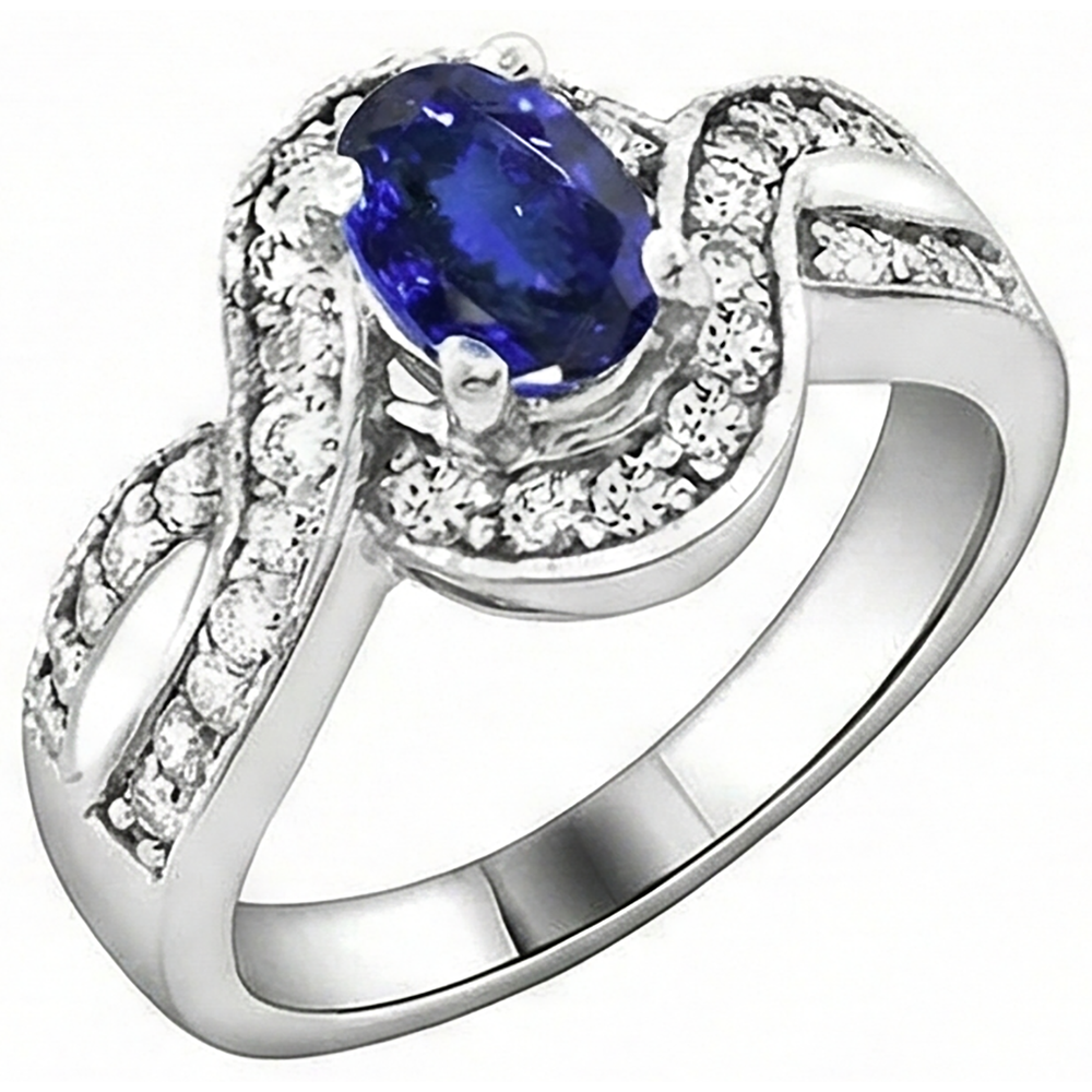 natural round tanzanite 2.50ct ring close up detail