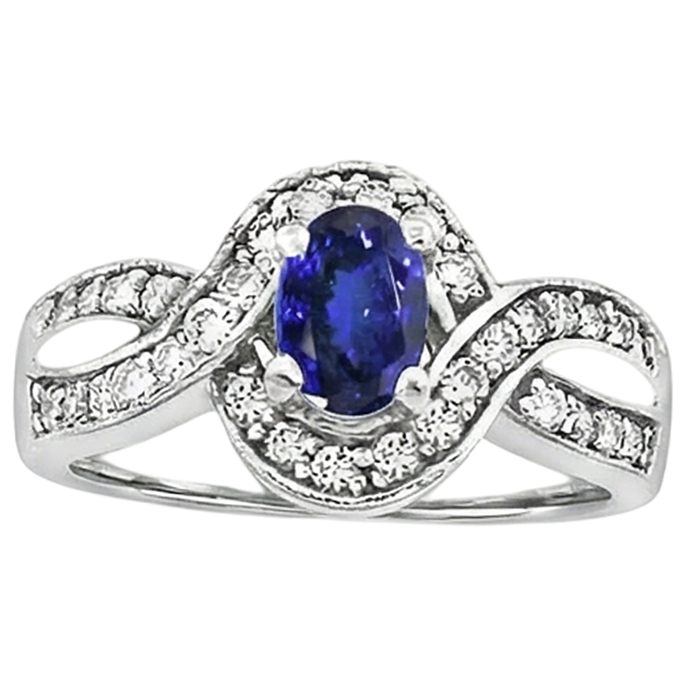 natural round tanzanite 2.50ct ring top view