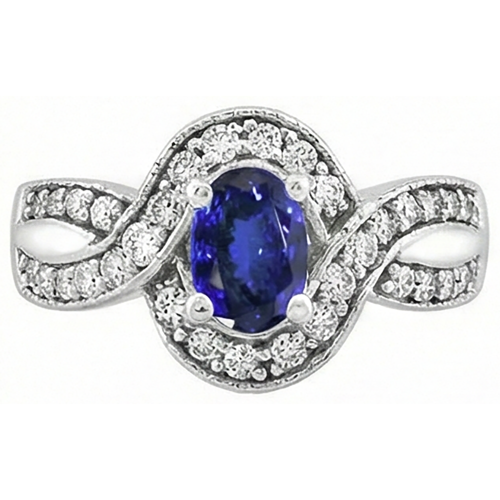natural round tanzanite 2.50ct ring profile view