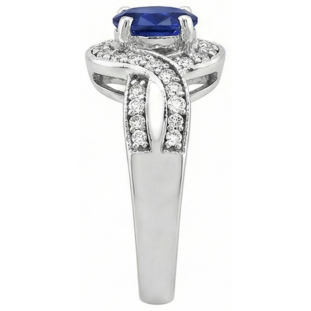 natural round tanzanite 2.50ct ring on white background