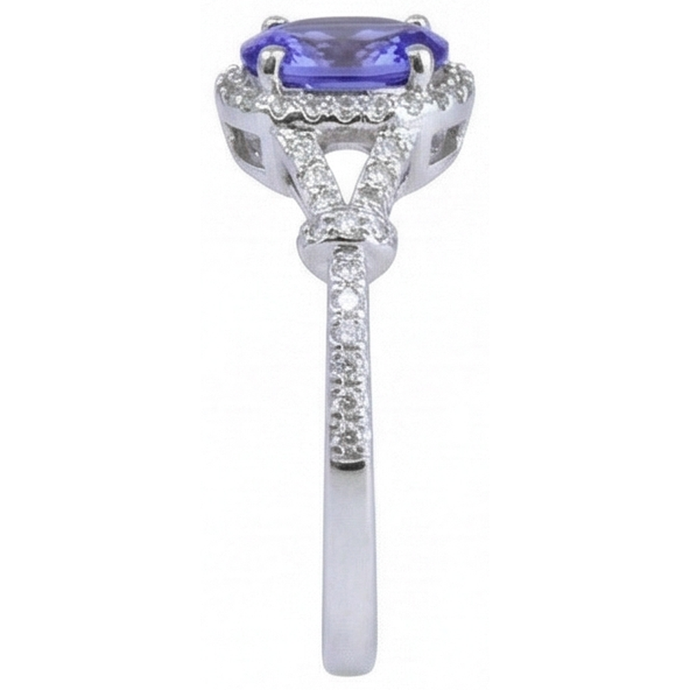 Oval Tanzanite And Round Natural Earth Mined Diamond ( Not Lab Grown )s 3.60 Ct. Wedding Ring White Gold