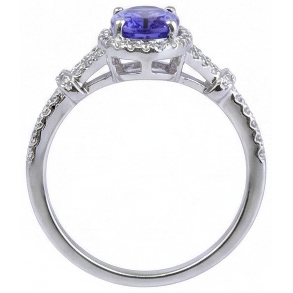 Oval Tanzanite And Round Natural Earth Mined Diamond ( Not Lab Grown )s 3.60 Ct. Wedding Ring White Gold