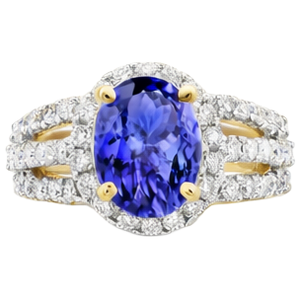 natural round tanzanite 3.50ct ring side angle