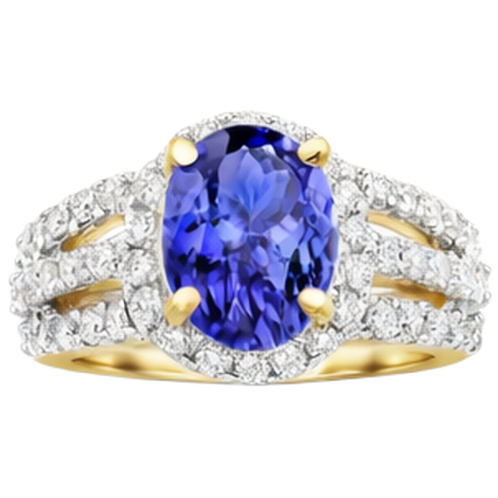 natural round tanzanite 3.50ct ring close up detail