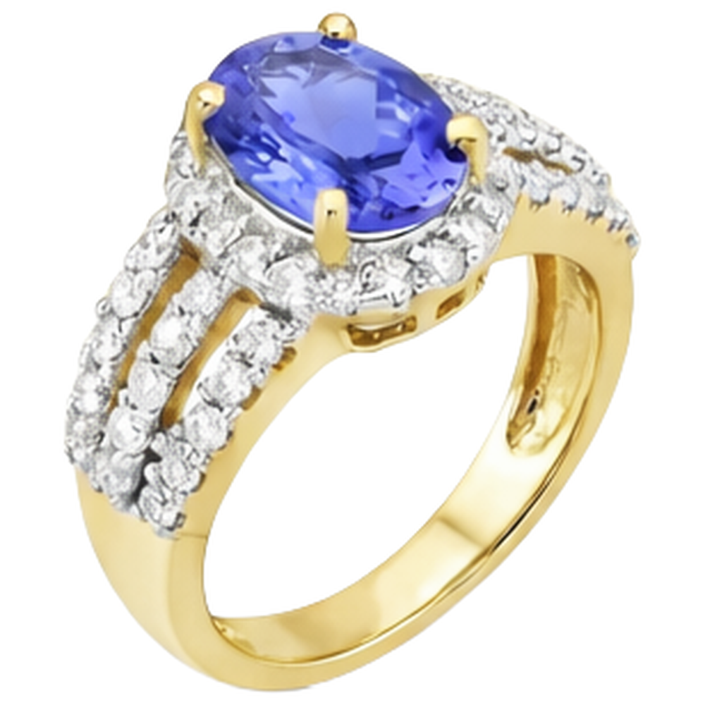 natural round tanzanite 3.50ct ring top view