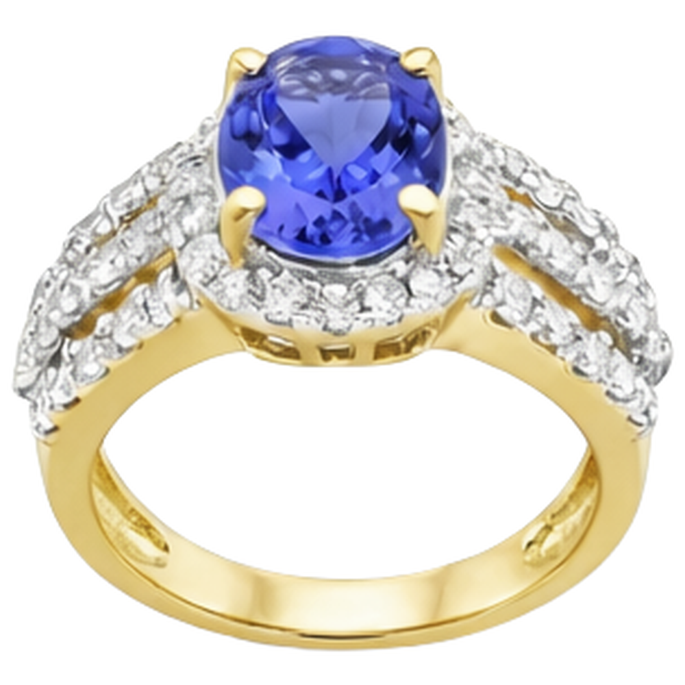 natural round tanzanite 3.50ct ring profile view
