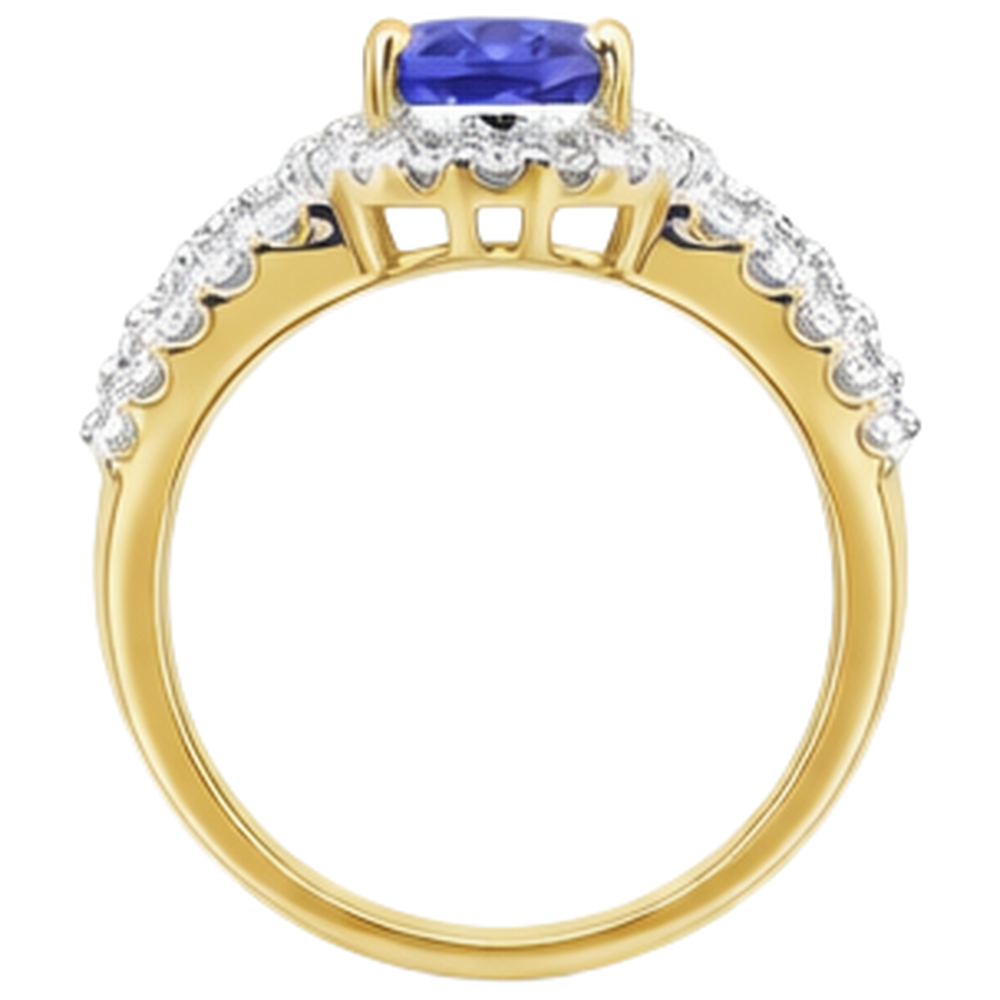 natural round tanzanite 3.50ct ring on white background