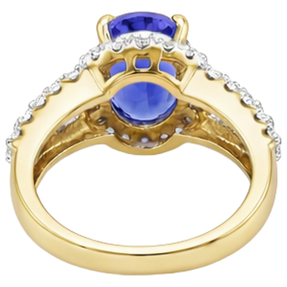 natural round tanzanite 3.50ct ring with diamond accents