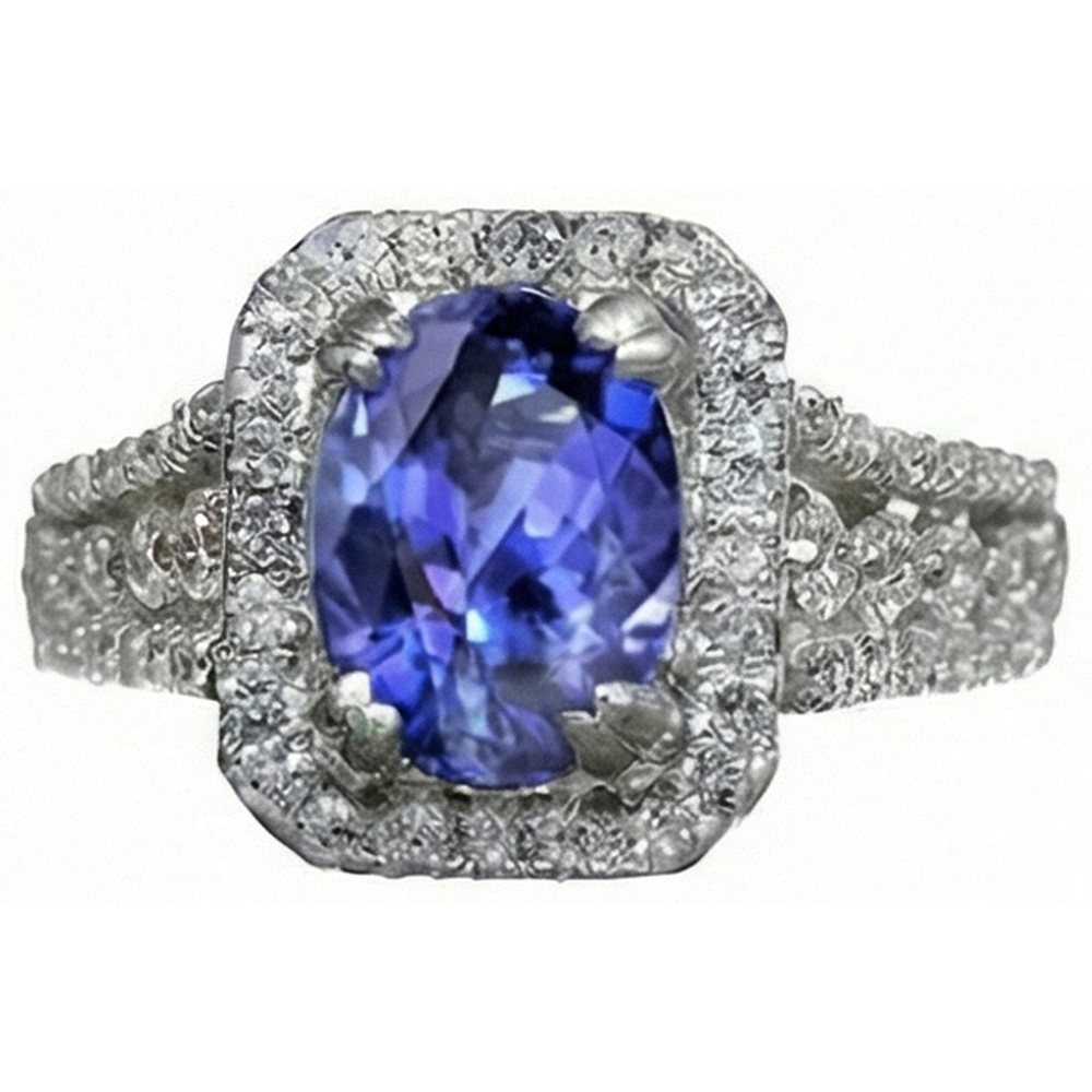 natural round tanzanite 5.70ct ring side angle