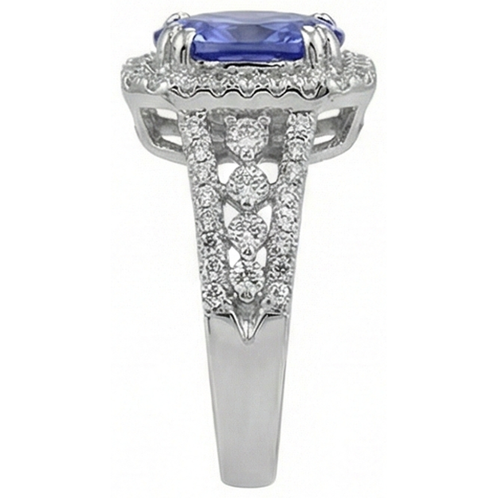 natural round tanzanite 5.70ct ring profile view