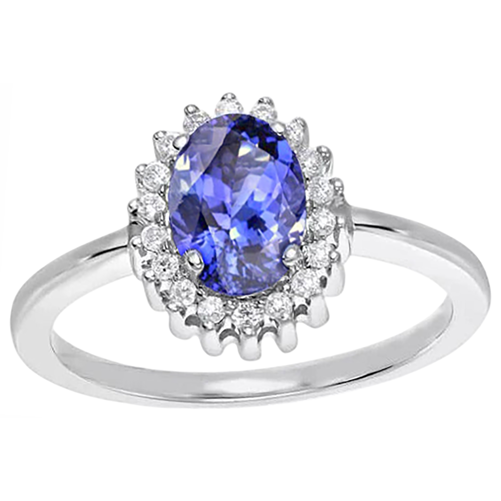 natural round tanzanite 9ct ring side angle