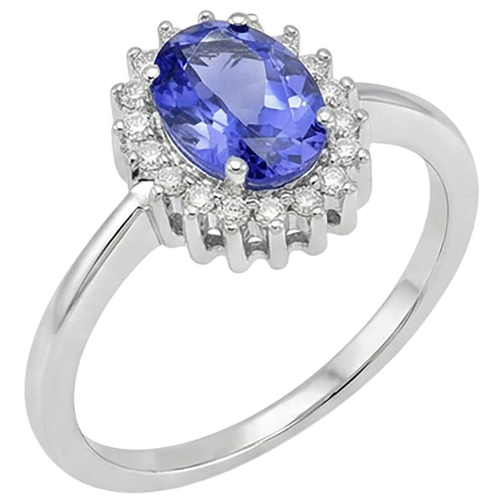 natural round tanzanite 9ct ring top view
