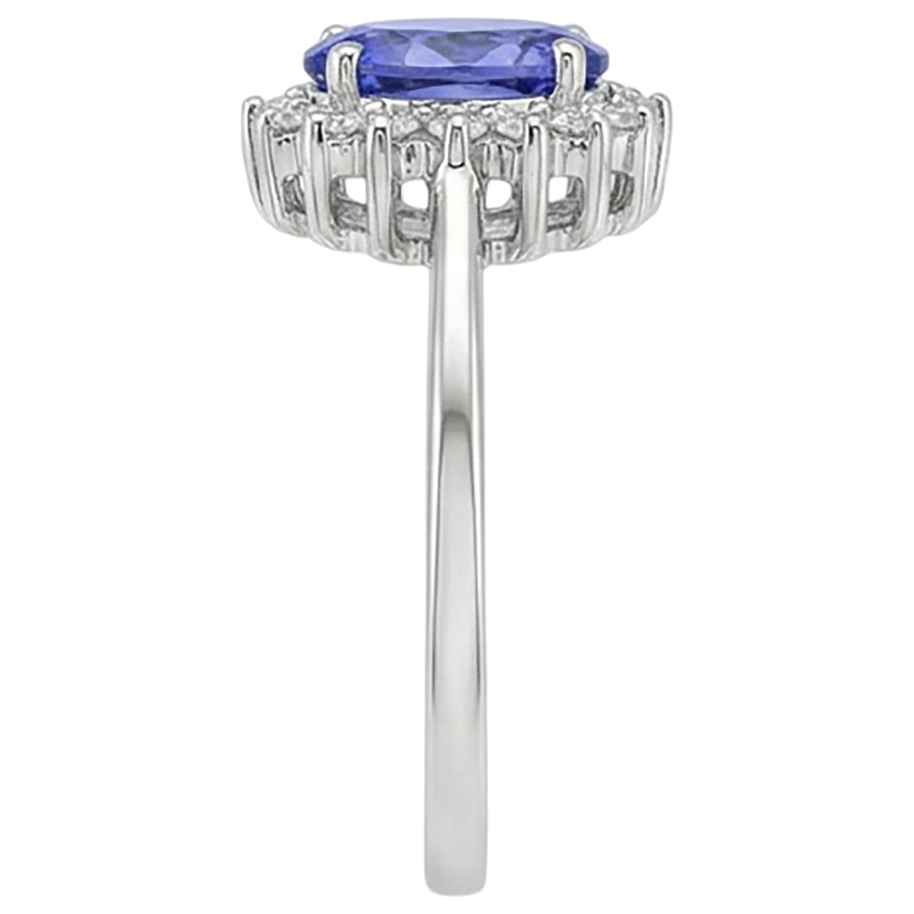 natural round tanzanite 9ct ring profile view