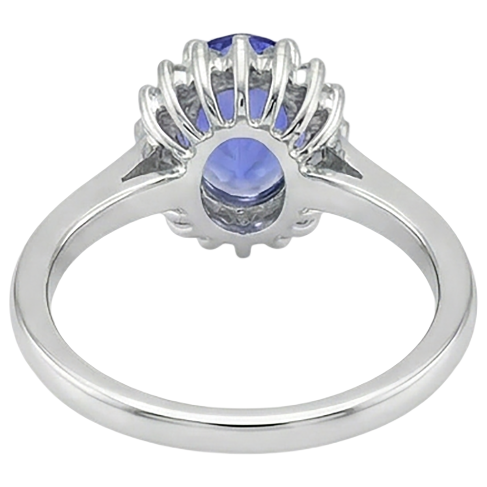 natural round tanzanite 9ct ring with diamond accents
