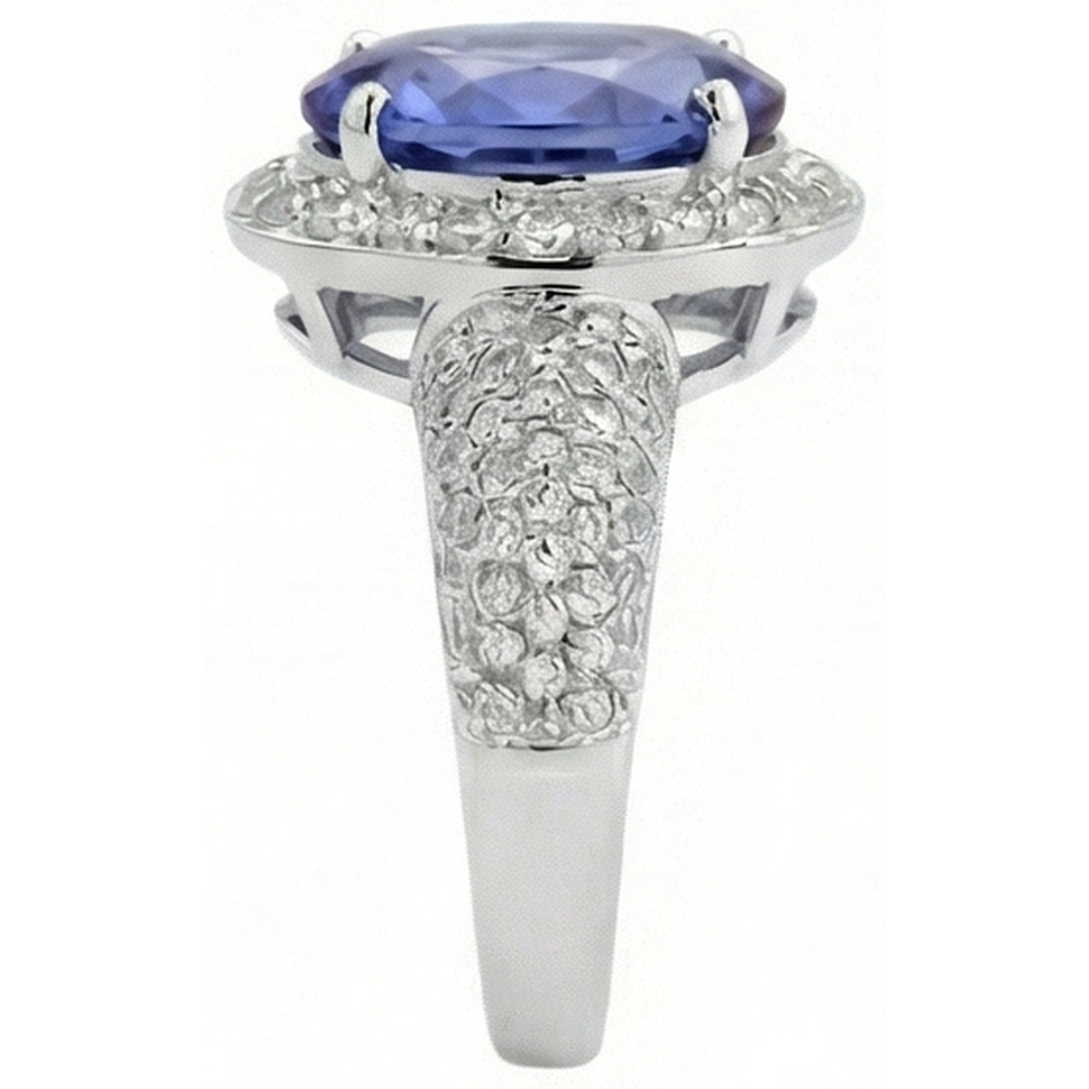 Oval Tanzanite & Natural Earth Mined Diamond ( Not Lab Grown ) s 7 Carats Ring Pave White Gold 14K