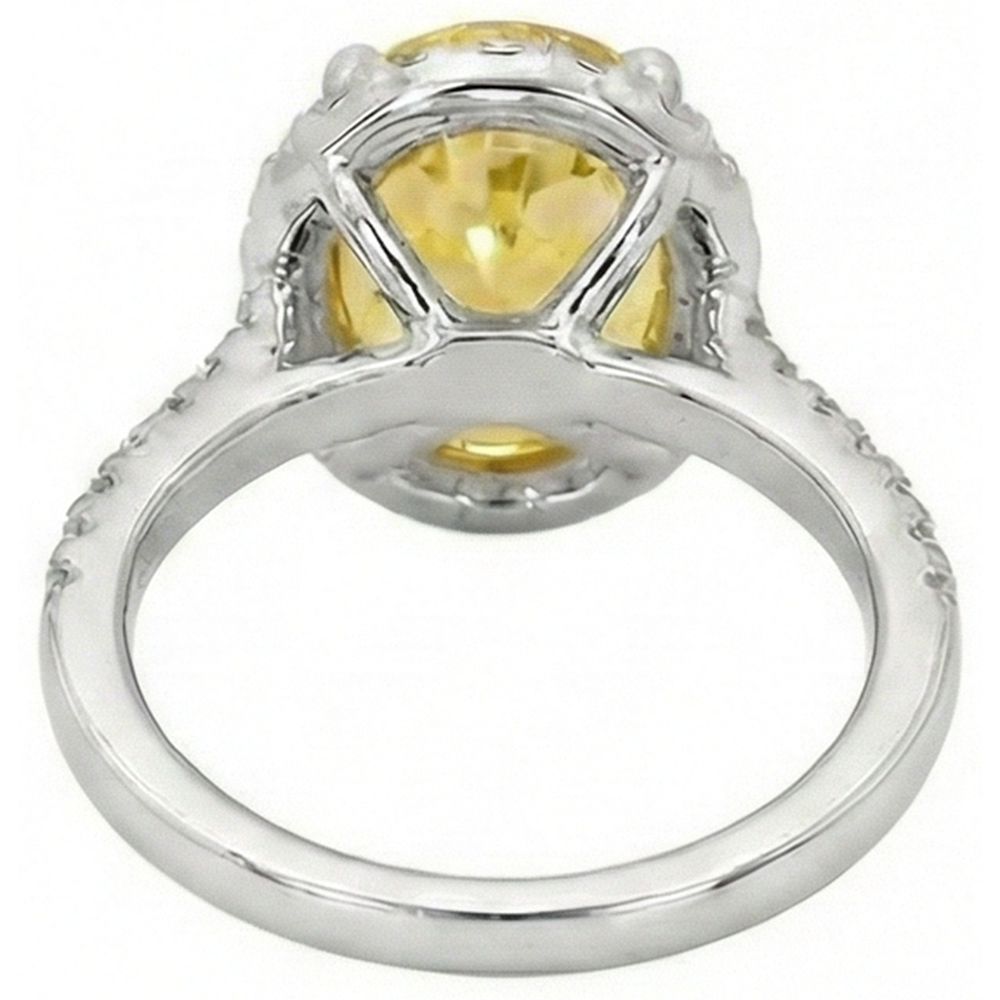Oval Yellow Sapphire And Round Natural Earth Mined Diamond ( Not Lab Grown ) Ring White Gold 3.5 Ct.