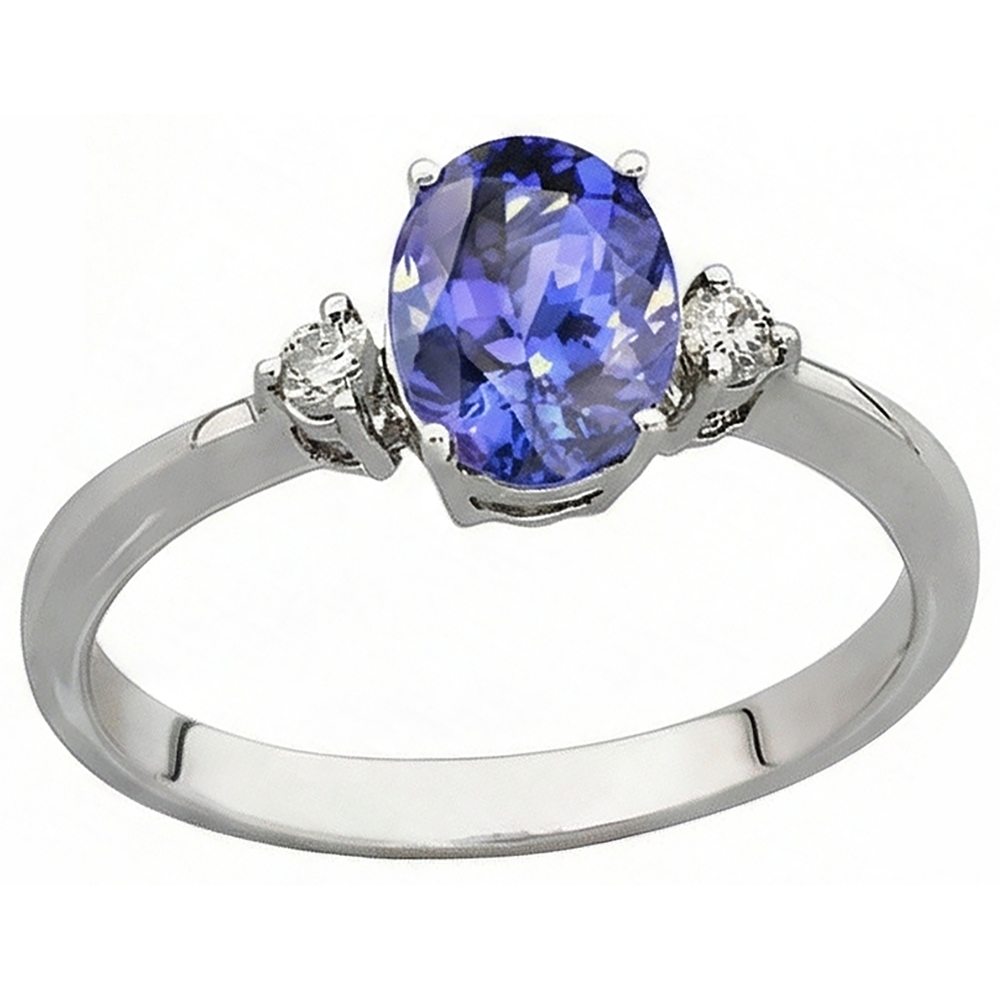 natural round tanzanite 1.95ct ring close up detail