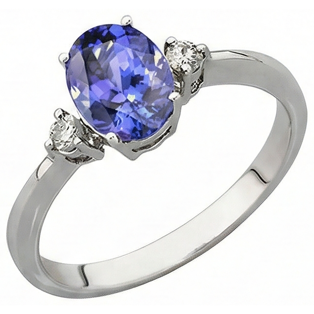 natural round tanzanite 1.95ct ring profile view