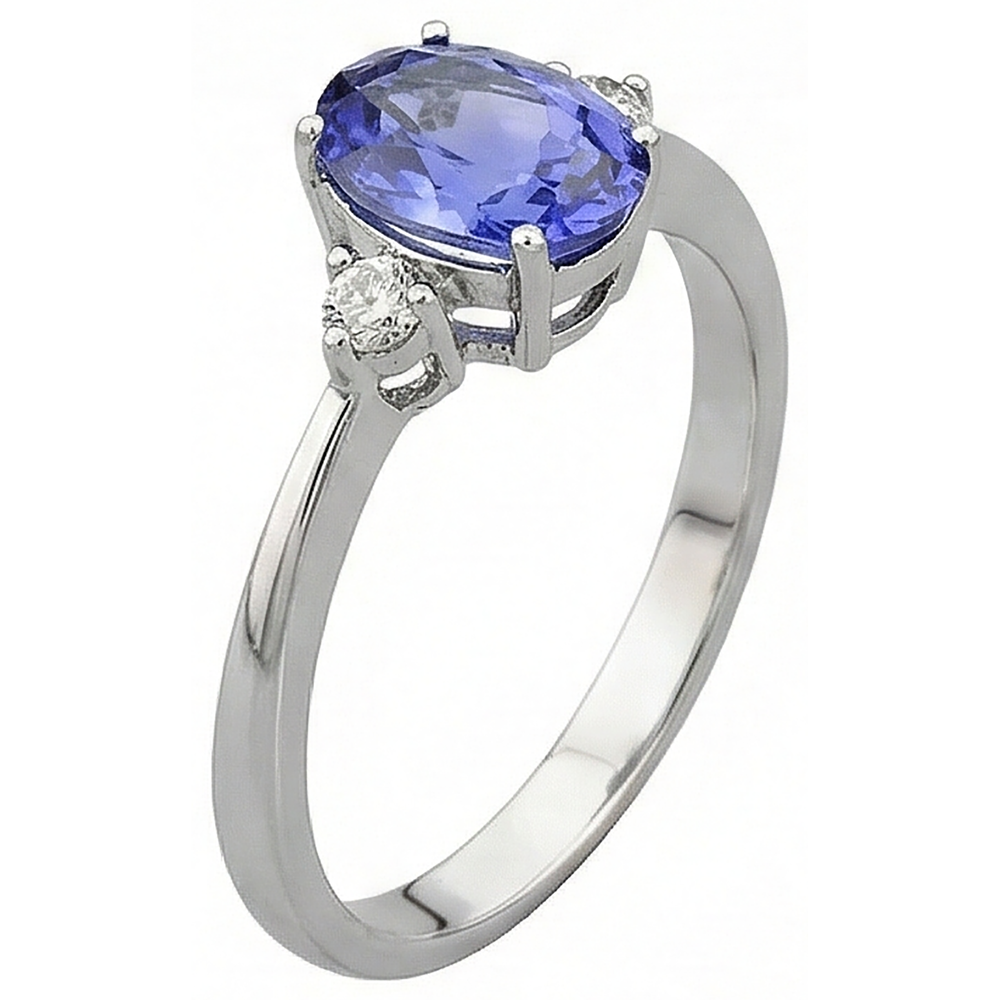 natural round tanzanite 1.95ct ring top view