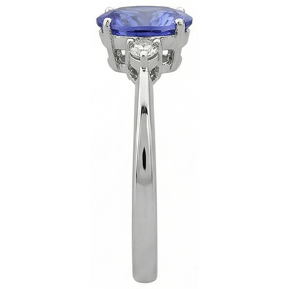natural round tanzanite 1.95ct ring on white background