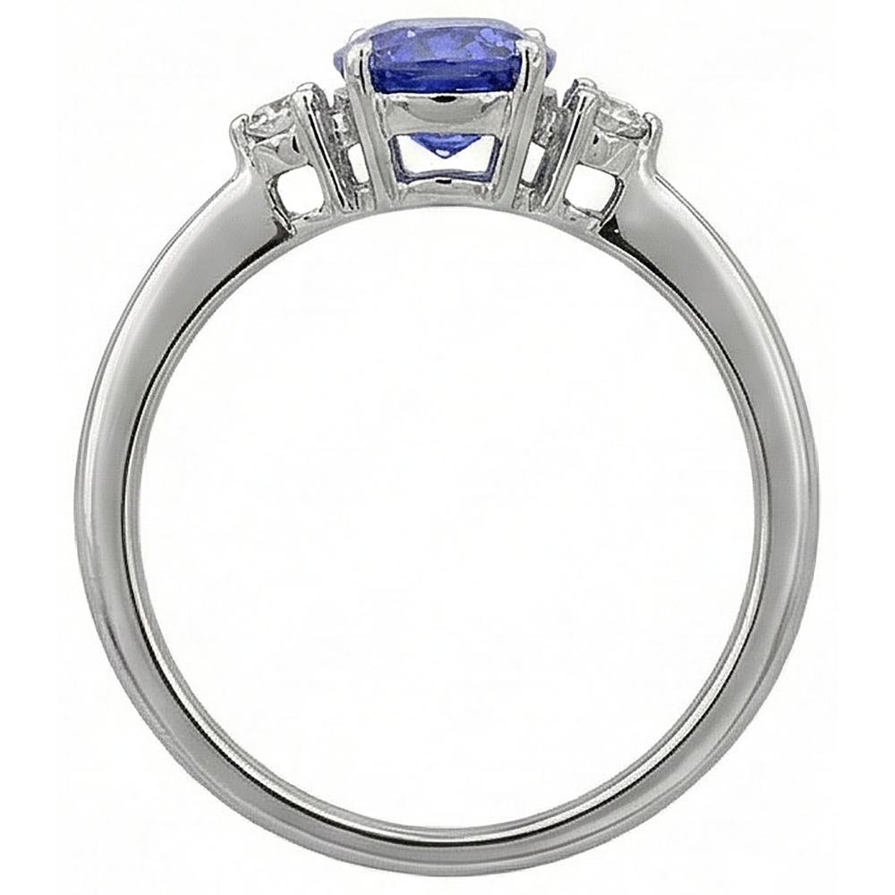 natural round tanzanite 1.95ct ring with diamond accents