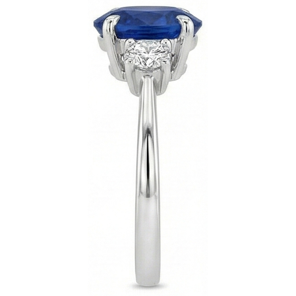 natural round sapphire 3.50ct ring on white background