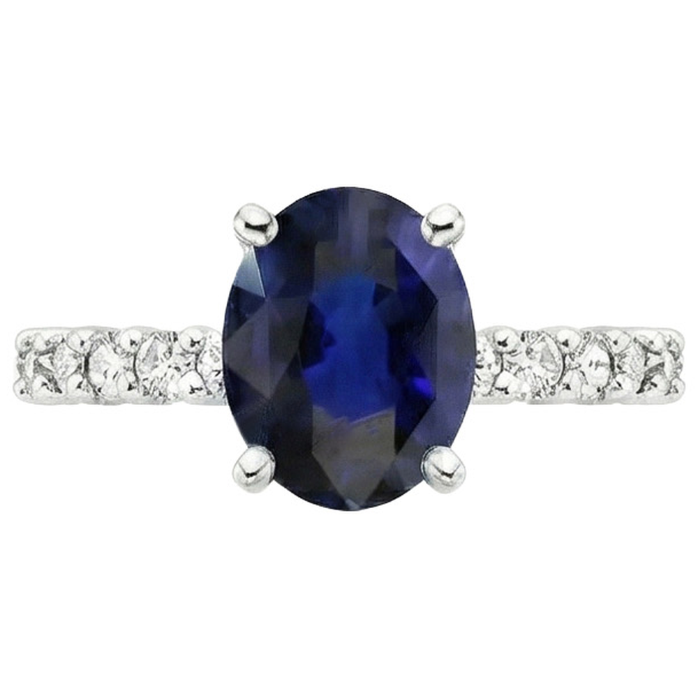 natural round sapphire 5ct ring top view