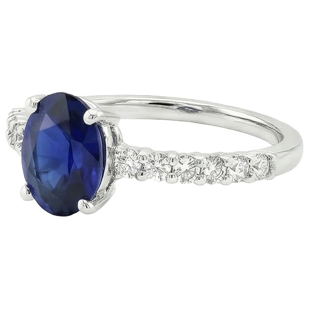 natural round sapphire 5ct ring profile view