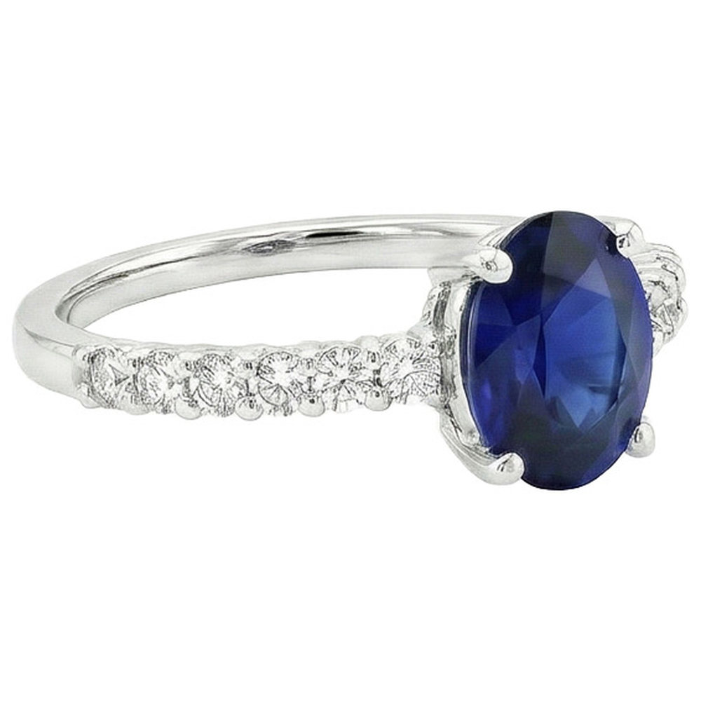 natural round sapphire 5ct ring on white background