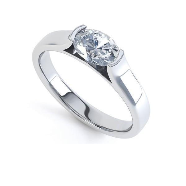 Oval 1.50 Carat Natural Diamond Engagement Solitaire Ring White Gold 14K