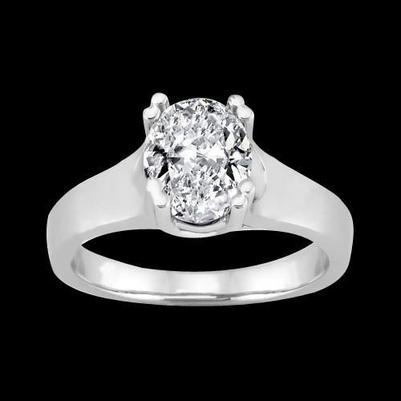 Oval 2 Carats Natural Diamond Solitaire Engagement Ring 14K