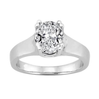 Oval 2 Carats Natural Diamond Solitaire Engagement Ring White Gold 14K