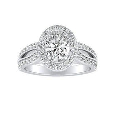 Oval And Round 3.50 Carats Genuine Diamond Halo Ring